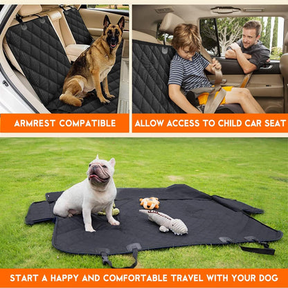 Ultimate Waterproof Dog Car Seat Cover - Non-Slip Back Seat Protector for Pets and Kids - Universal Fit for Cars, Trucks, and SUVs - Black